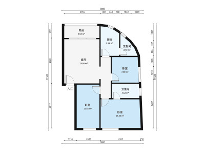 百富楼小区3室2厅户型图1