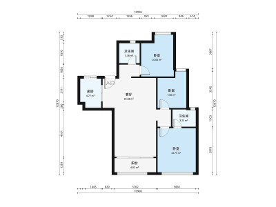 地铁金融城小区3室1厅户型图4