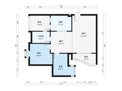 东逸豪园小区2室2厅户型图1