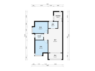 华兴金盛丽景小区2室1厅户型图3