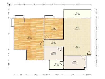 天欣花园二期小区2室2厅1卫户型图1
