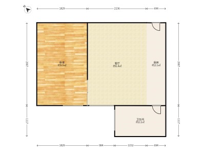 宏宇广场小区1室1厅1卫户型图2