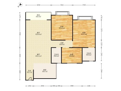 昌盛豪苑二期小区3室2厅2卫户型图1