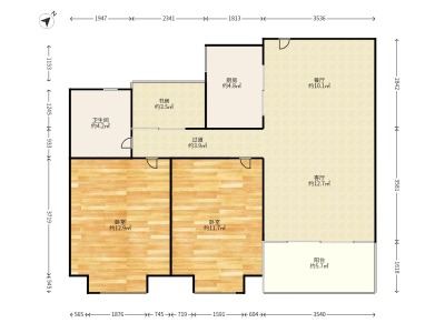 鹏欣水游城小区2室2厅2卫户型图2