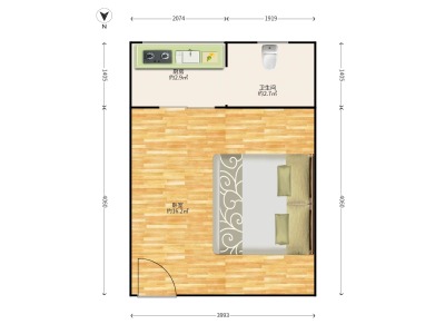 水仙花园小区1室0厅1卫户型图3