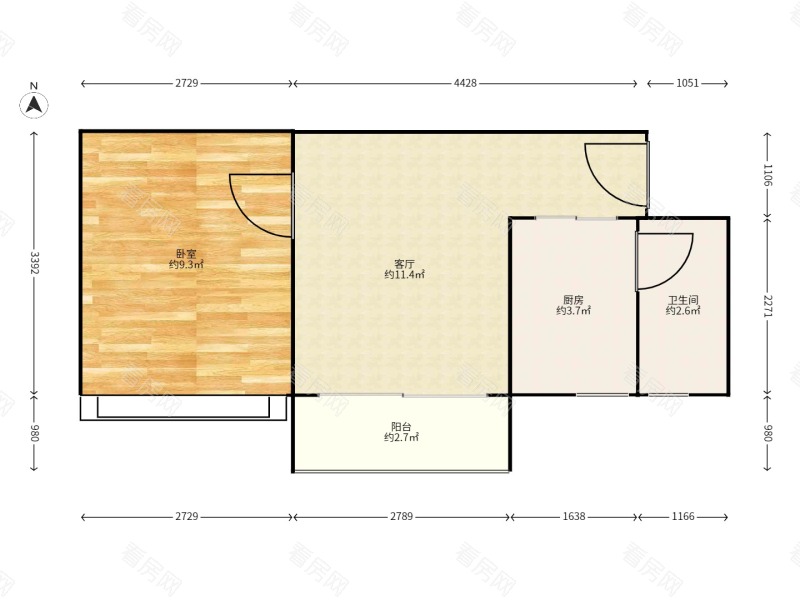皇庭世纪小区1室1厅1卫户型图40