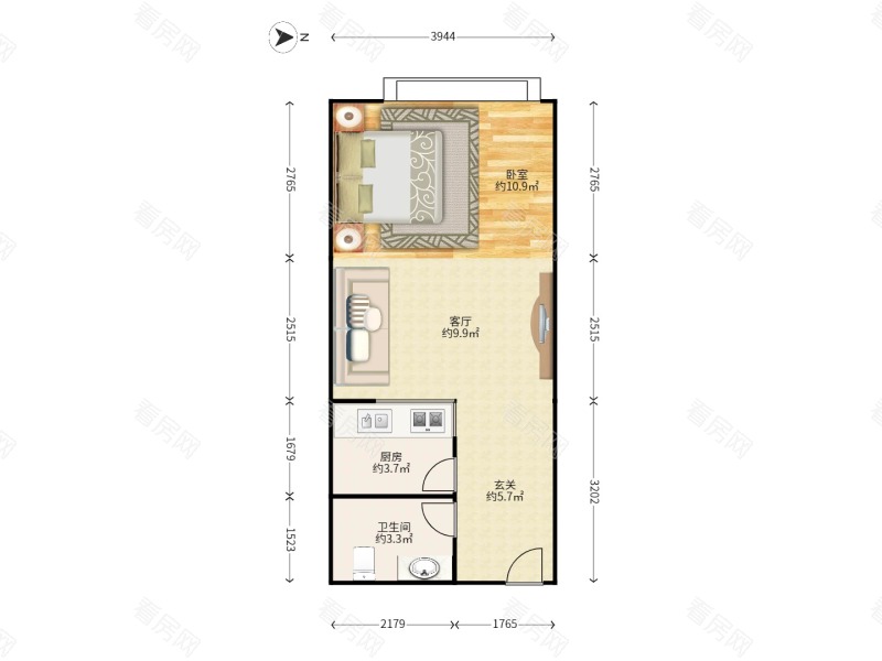 华发世纪城三期小区1室1厅1卫户型图6