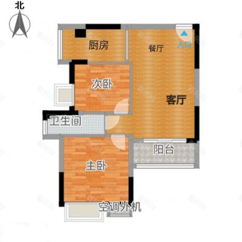 中央城一期(章贡区)小区2室2厅1卫户型图3