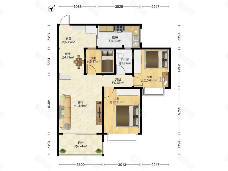 湖滨阁 罗湖南向3房2厅精装修房源_湖滨阁二手房户型图片8