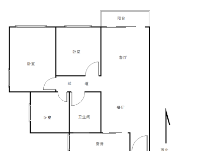 天健阳光华苑小区3室2厅1卫户型图1