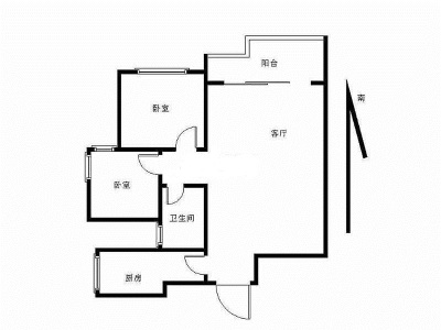 豪方现代豪园小区2室1厅1卫户型图2