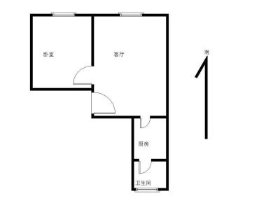 大冲城市花园小区1室1厅1卫户型图1