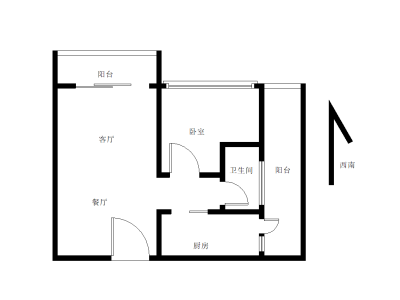 碧水岸小区1室2厅1卫户型图2