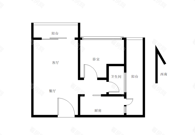 碧水岸小区1室2厅1卫户型图