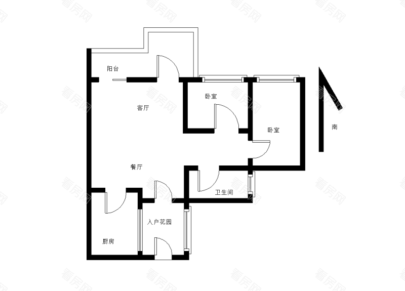 时代倾城三期小区2室2厅1卫户型图9