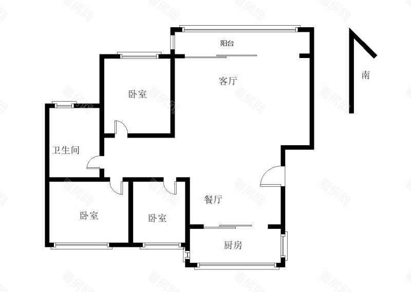 广珠花园小区3室2厅1卫户型图6