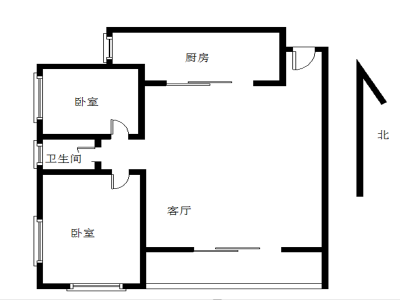 鹏欣水游城小区2室1厅1卫户型图3