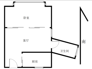 聚豪名轩 1室1厅 43㎡ 满五年_聚豪名轩二手房户型图片2