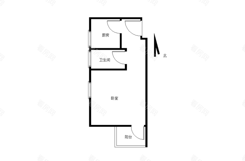 时代骄子大厦小区1室0厅1卫户型图3