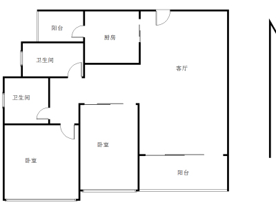 岭南天地尚苑小区2室1厅2卫户型图4