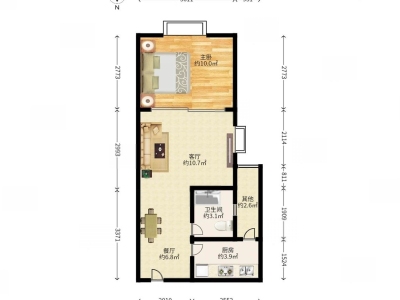 彩福大厦小区1室2厅1卫户型图4