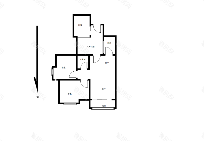南湾国际小区3室2厅1卫户型图5