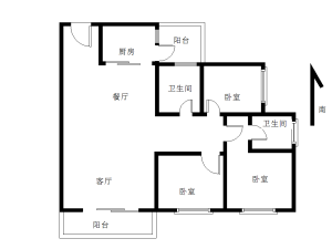 中熙玖颂江湾 3室2厅 97㎡ 精装_中熙玖颂江湾二手房户型图片2