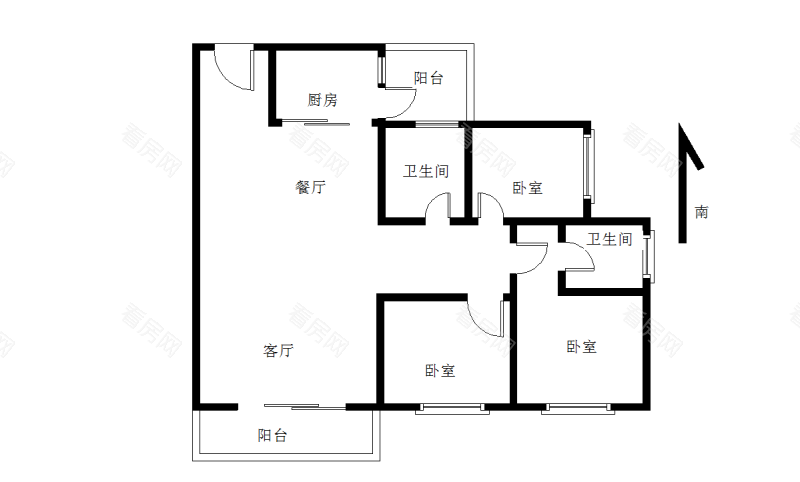 中熙玖颂江湾 3室2厅 97㎡ 精装_中熙玖颂江湾二手房户型图片9