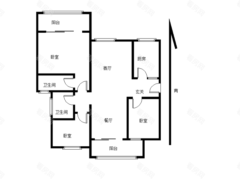 中珠上城二期小区3室2厅2卫户型图5