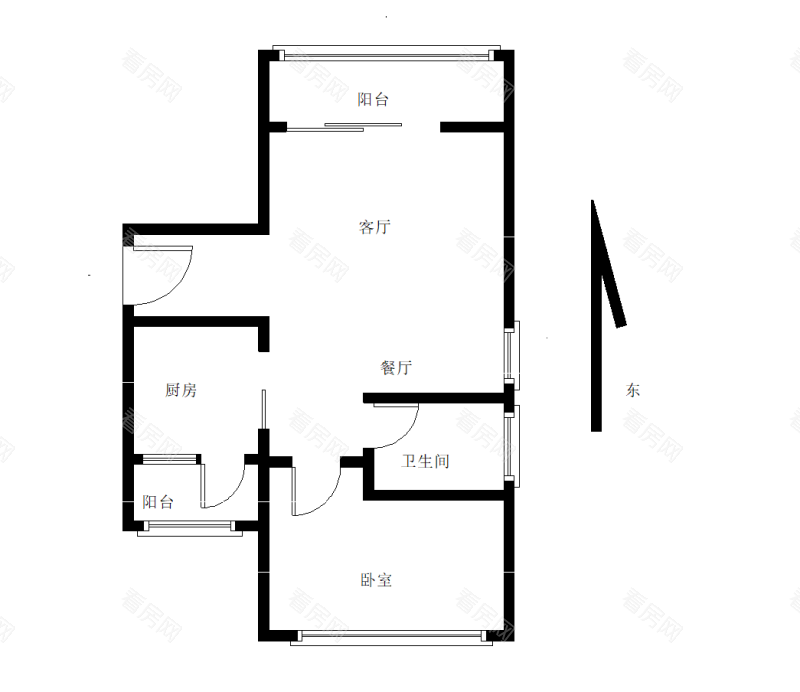 碧水岸小区1室2厅1卫户型图7