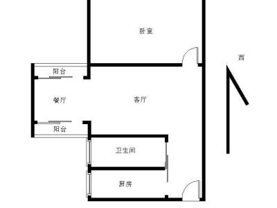 时代骄子大厦小区1室2厅1卫户型图3