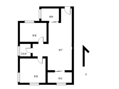 中央城二期(章贡区)小区2室1厅1卫户型图2
