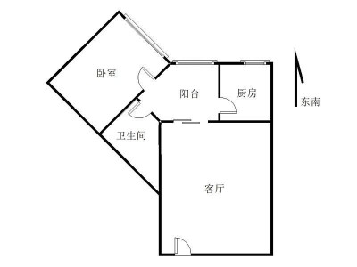 东门168小区1室1厅1卫户型图4