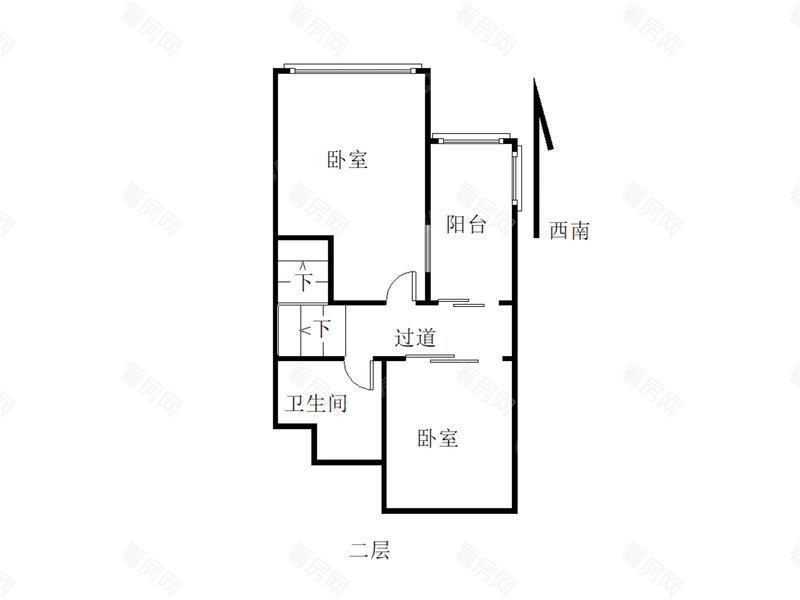 幸福万象大厦 2室2厅 49.28㎡ 简装_幸福万象大厦二手房户型图片11